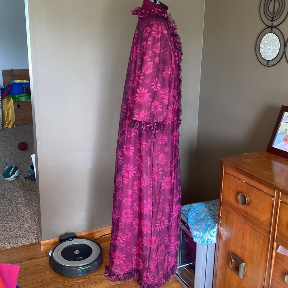 Habella Floral Print Sheer Ruffled Robe (Size S) - Picture 5 of 10